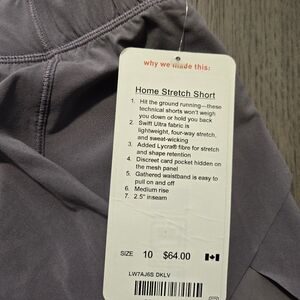 BNWT Lululemon Home Stretch shorts - size 10